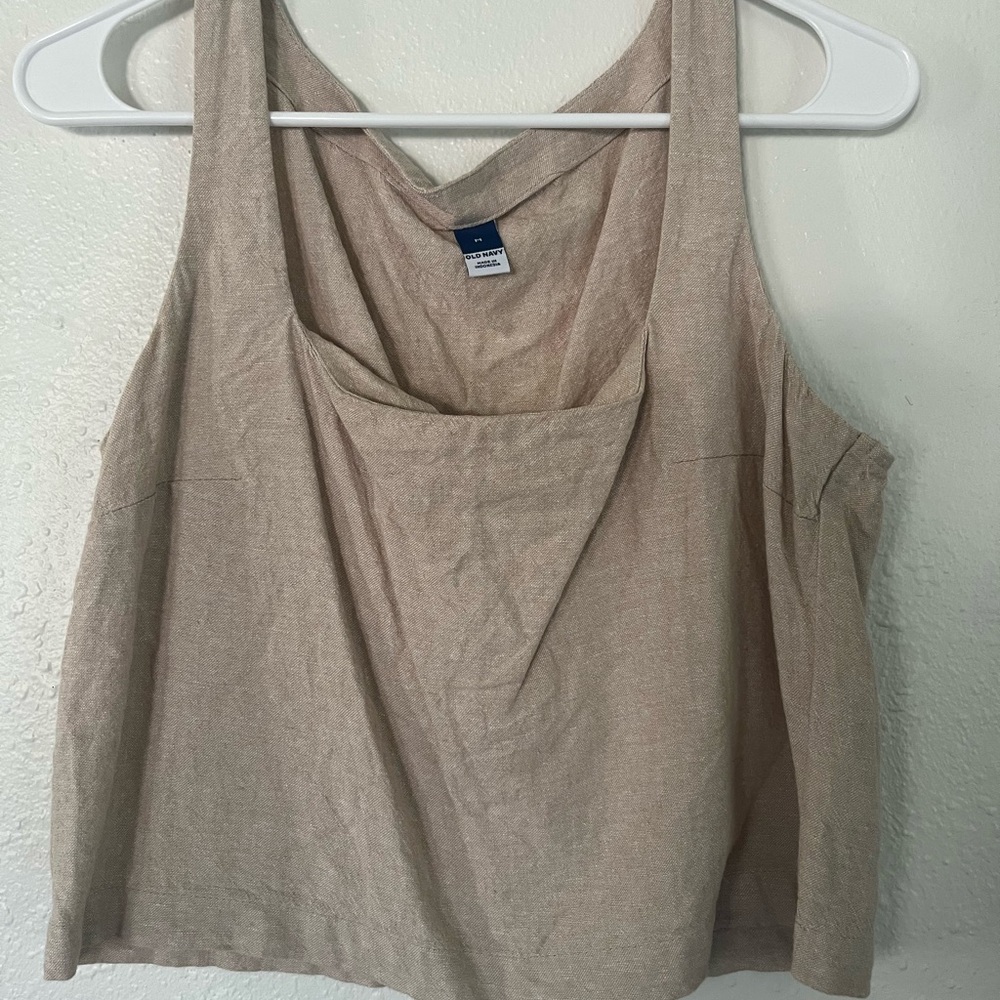 Old Navy Beige Linen Blend Tank Top